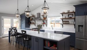 kitchen with grey cabinets